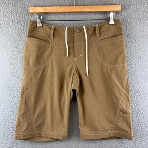 Womens Athleta Khaki Hiking Shorts Drawstring Pockets Casual Activewear